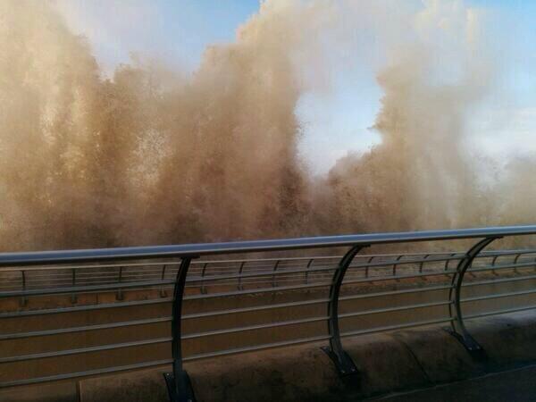 Waves Breach the promenade at Blackpool