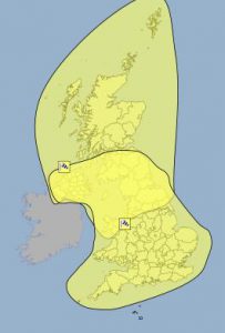 Yellow weather warning of wind affecting the whole of the UK by Thursday.
