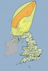 Amber and Yellow weather warnings in force as Storm Abigail brings high winds to Scotland.